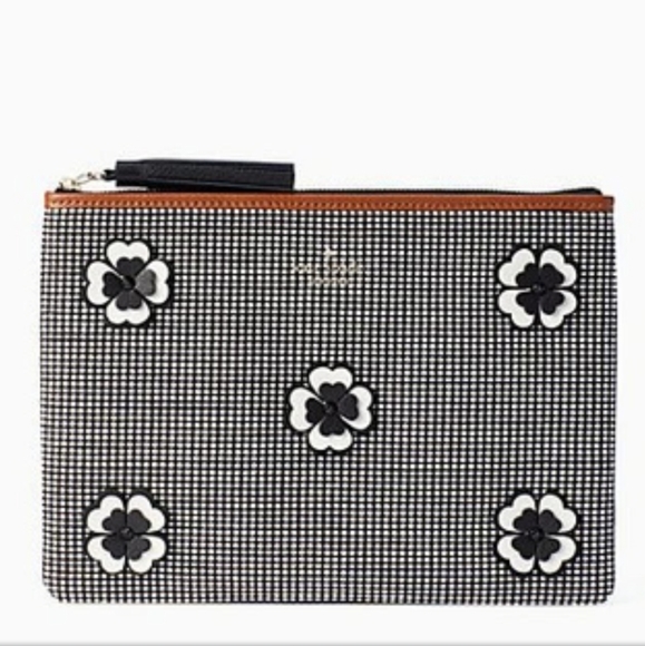 New with tag Kate Spade Ash Street Flower Applique Clutch Purse Wristlet Bag - Picture 2 of 15